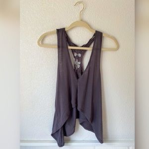 Gray V Cut Cropped Tank Top